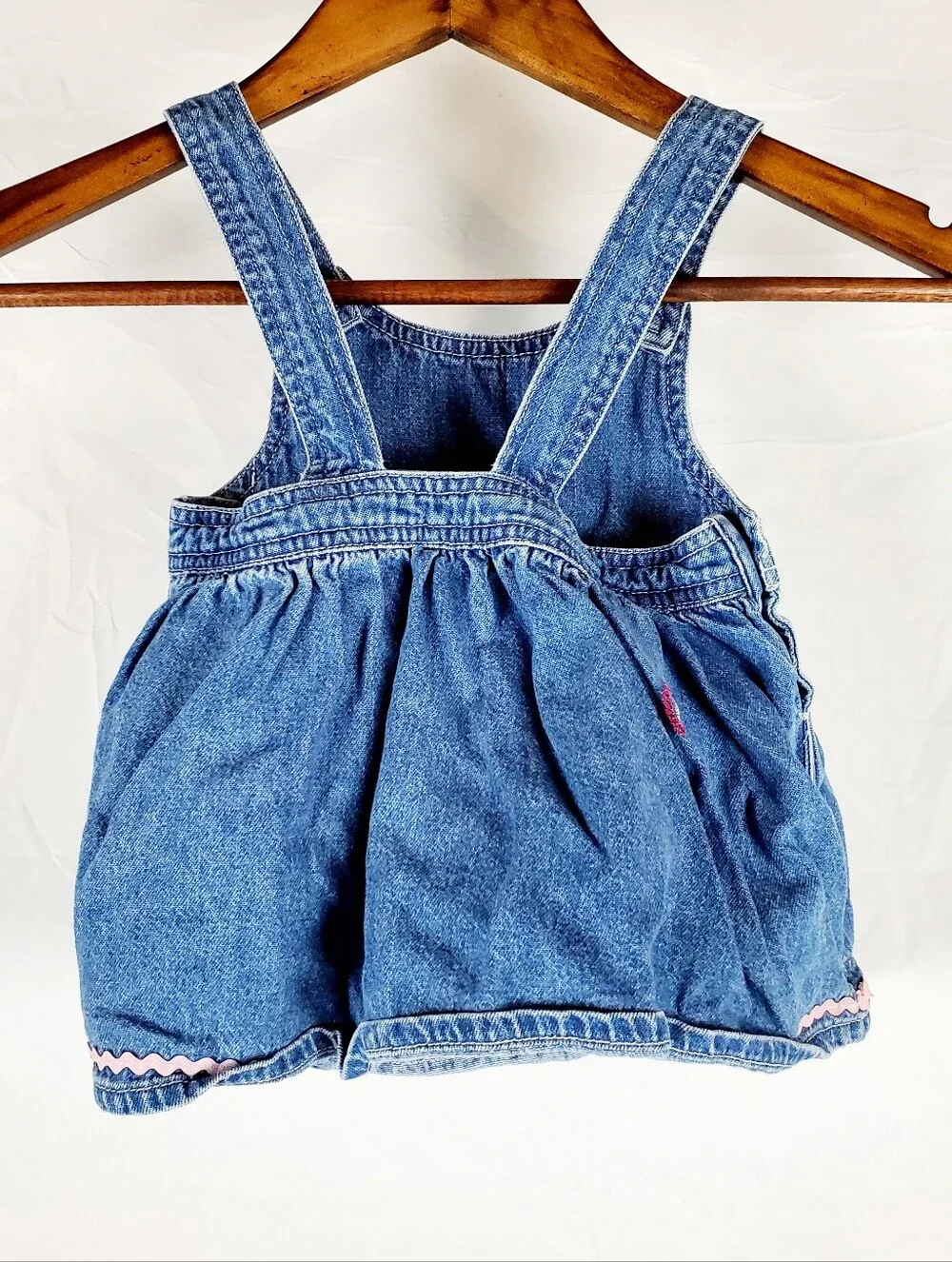 Vintage OshKosh‎ Floral Embroidered Denim Overall Dress